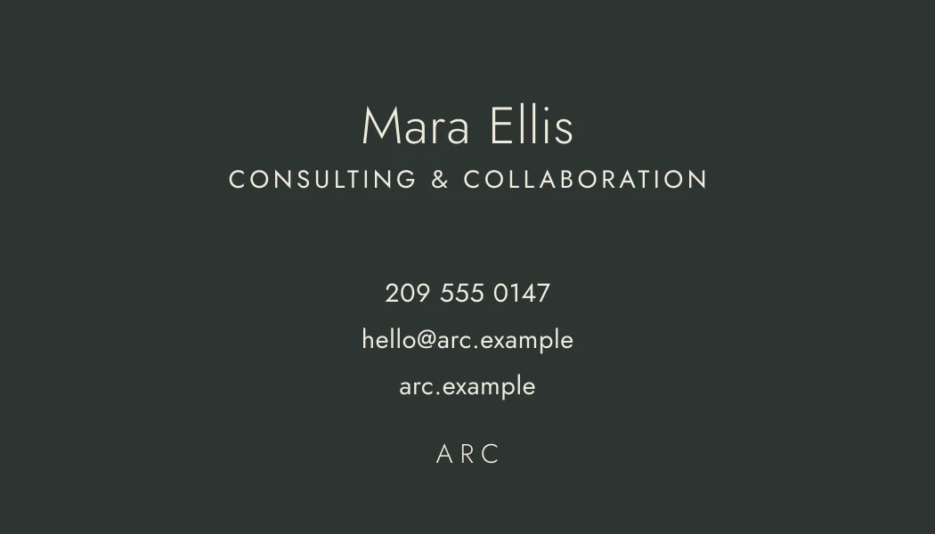 Arc business card back
