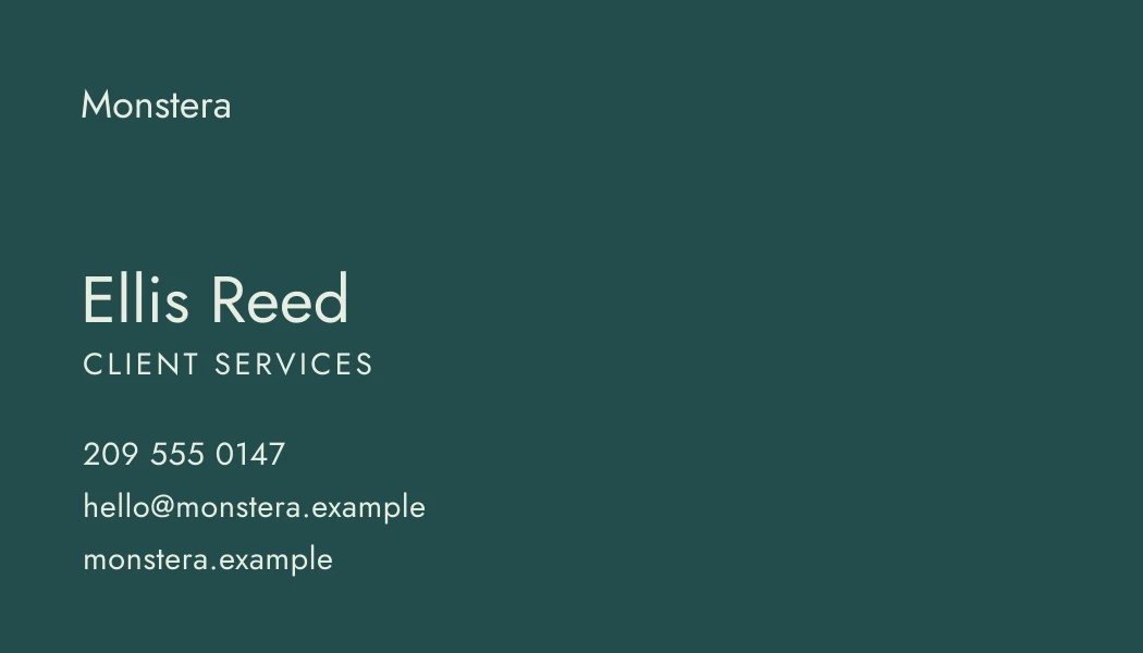 Monstera business card back