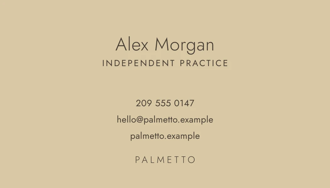 Palmetto business card back