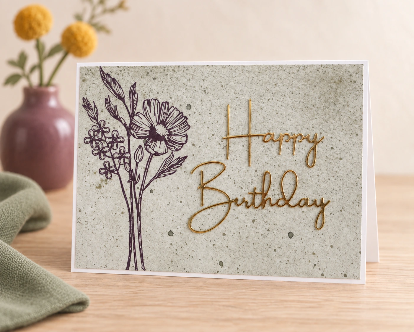 A botanical birthday handmade greeting card